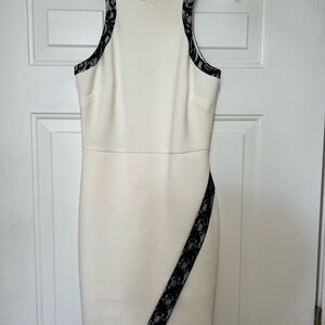 Elegant White and Black Lace Dress
